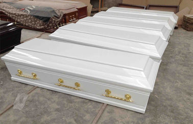200x49/65/43x52cmを並べるライニングおよびふたが付いているギリシャの白い木の棺