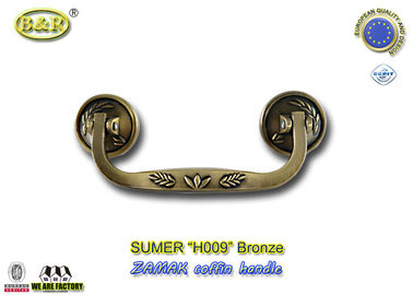 高性能のZamakの金属の棺はサイズ19*7cm棒H009の骨董品の青銅色を扱います